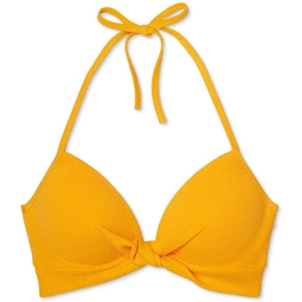 Yellow Textured Bikini Top | Size 38D
